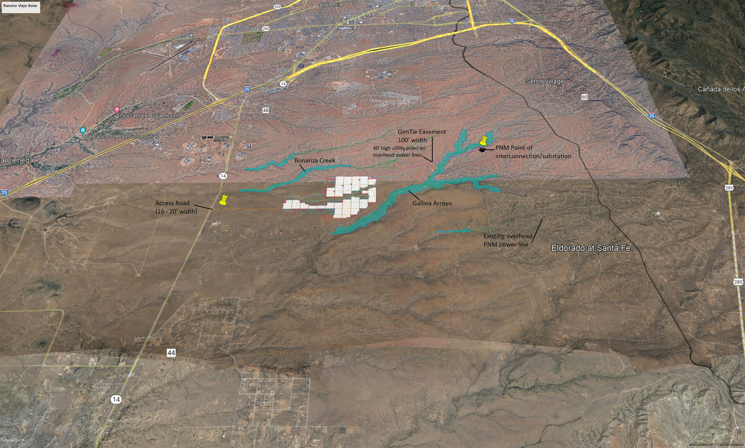AES Rancho Viejo Utility-Scale-Solar Power Facility Map - Santa Fe New Mexico
